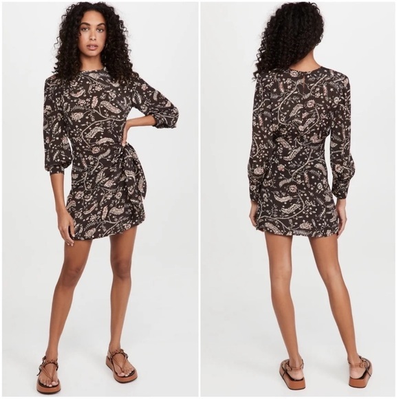 NWT BA&SH Costel Floral Mini Dress - Carbone - Picture 1 of 14
